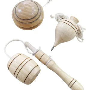 COMBO TROMPO, YOYO Y COCA DE MADERA
