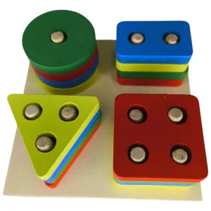 Bloques De Ensartado Montessori Colores Y Formas X 16 Piezas