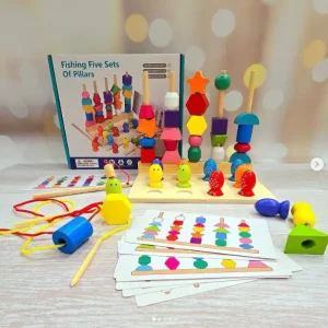 Juego De Lógica De Madera Con Pesca Montessori